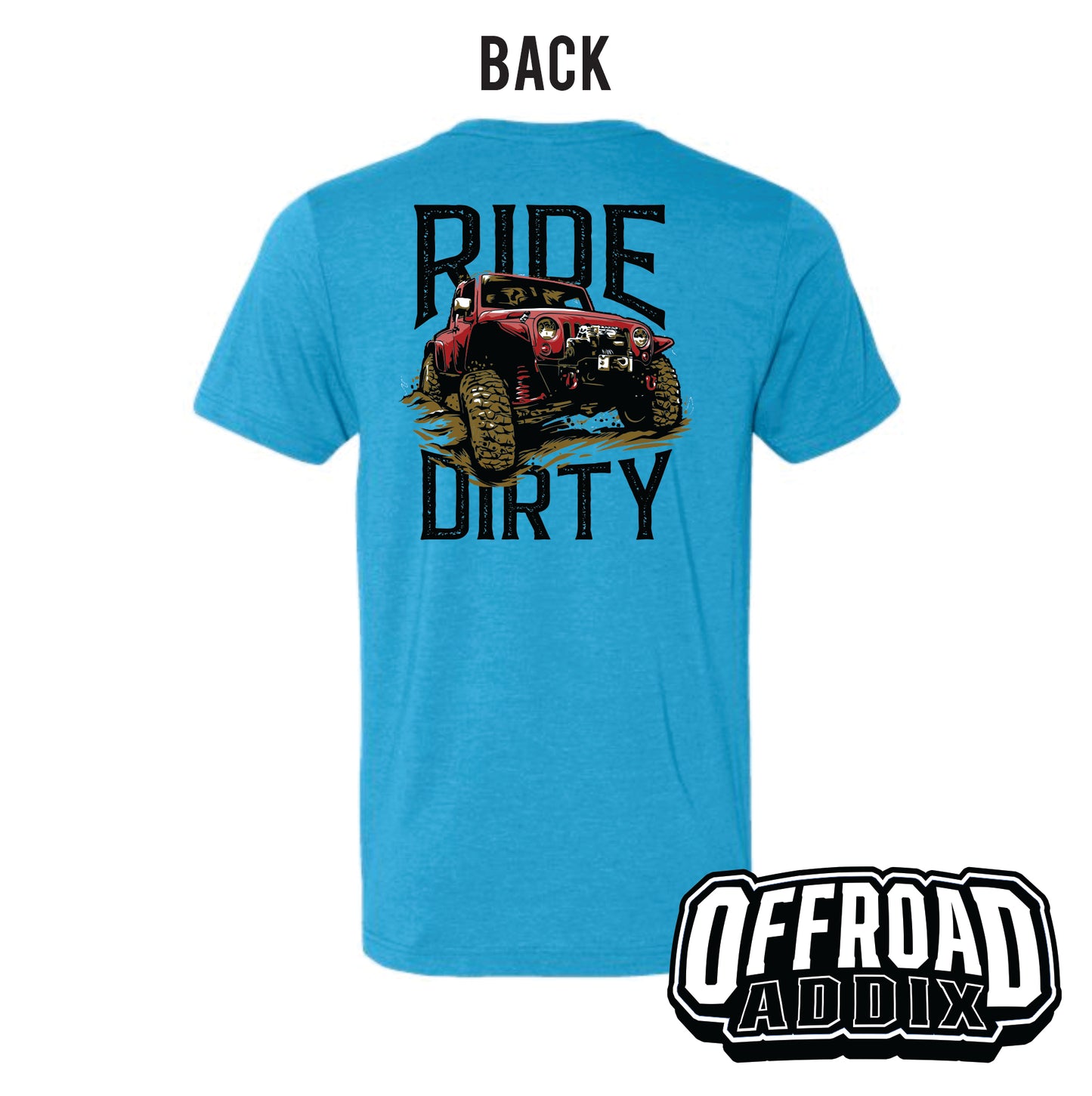 Bella Canvas Tee, Jeep Ride Dirty - Heather Aqua
