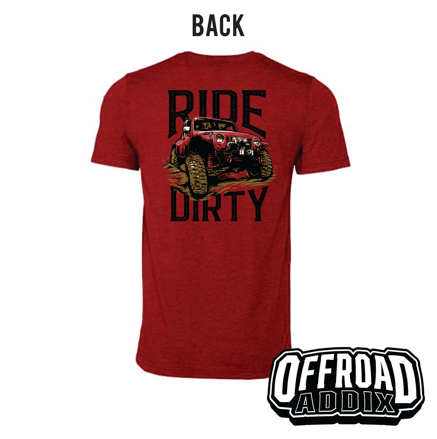 Bella Canvas Tee, Jeep Ride Dirty - Heather Canvas Red