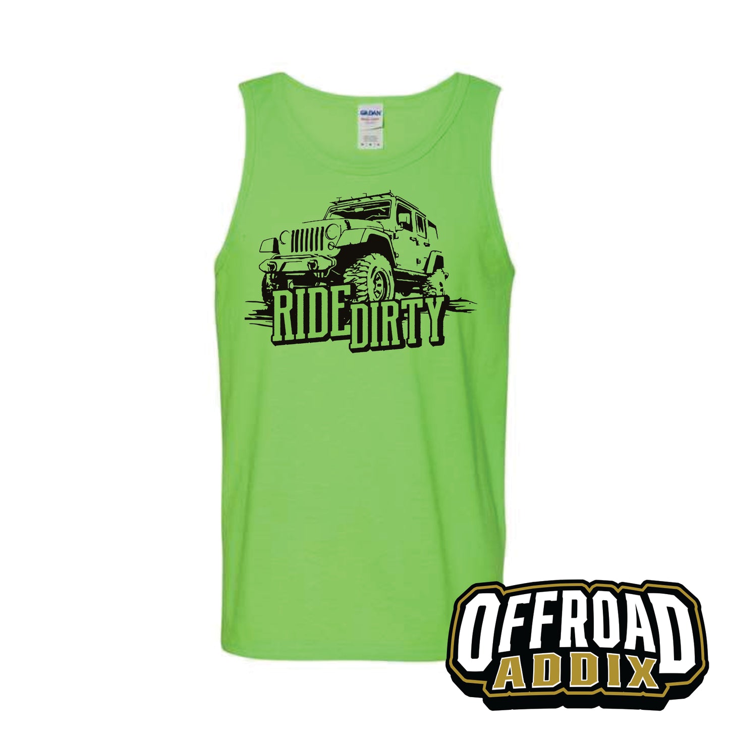 Tank Top Jeep Ride Dirty - Neon Green