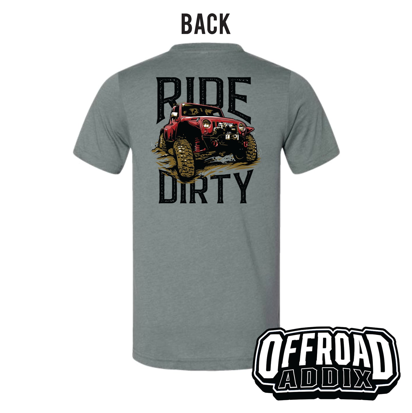 Bella Canvas Tee, Jeep Ride Dirty - Heather Blue Slate