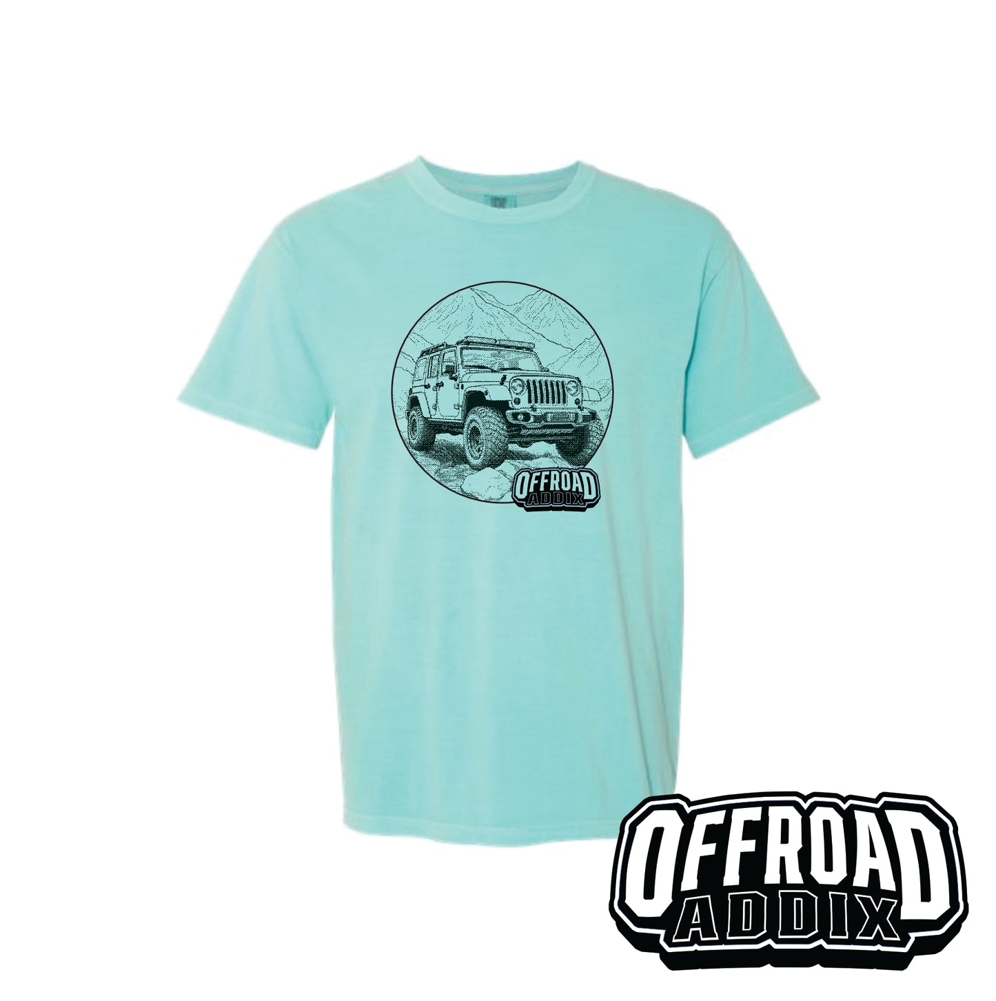 Comfort Color Tee, Jeep Circle - Chalky Mint