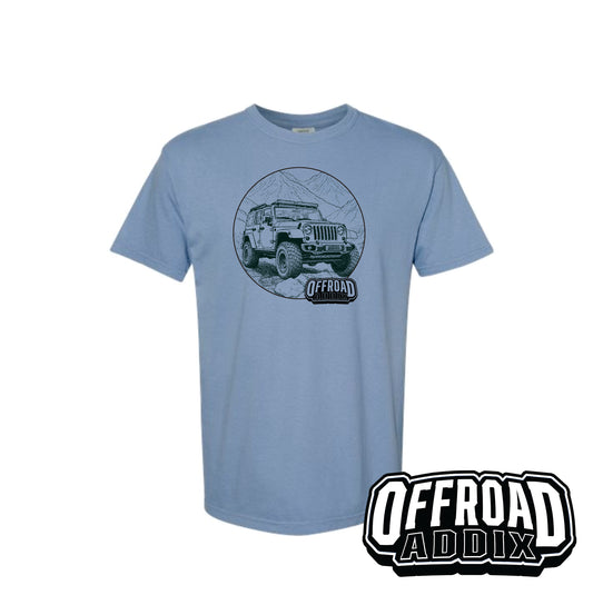 Comfort Color Tee, Jeep Circle - Washed Denim