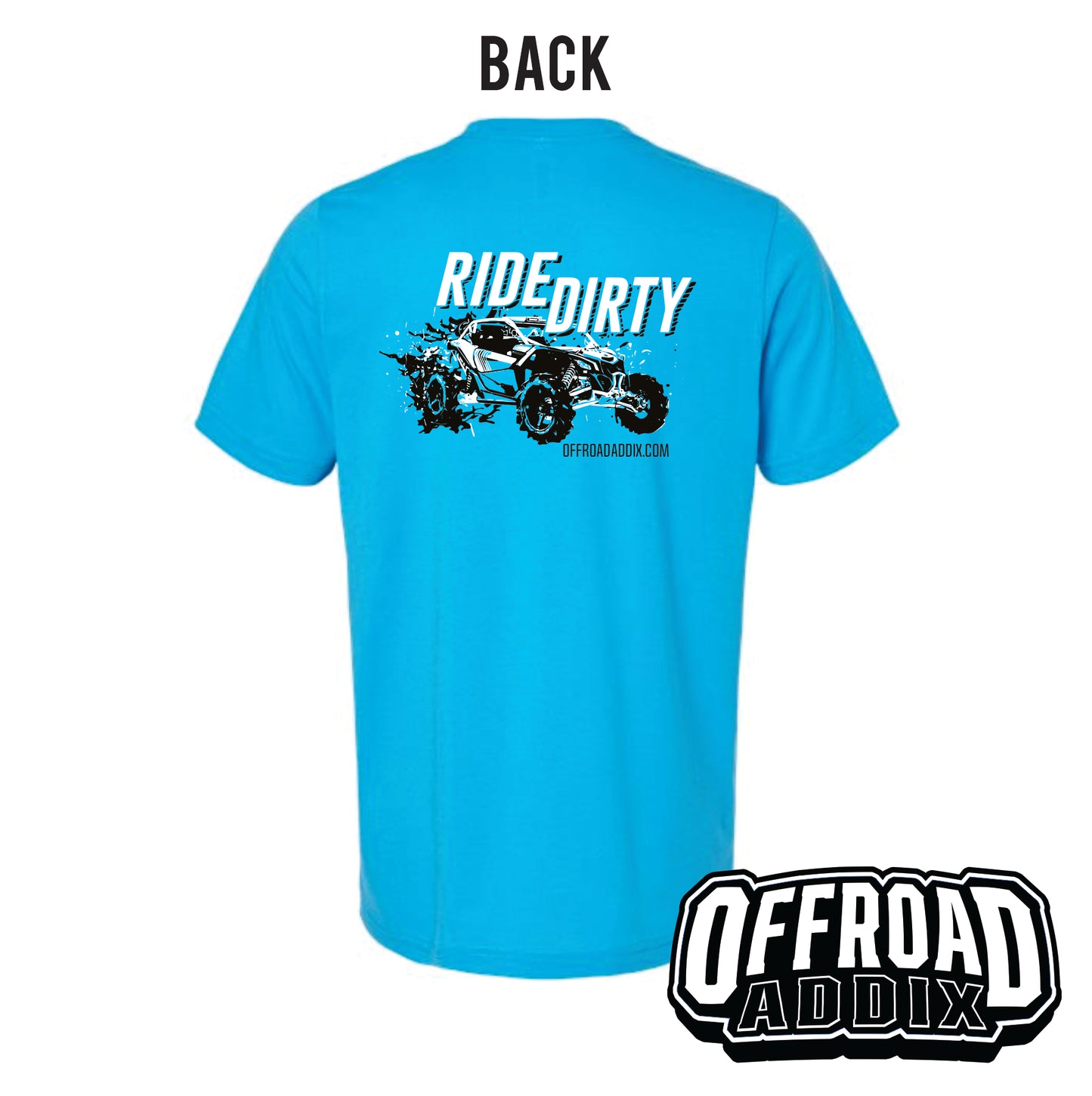 Bella Canvas Tee, Ride Dirty 2 - Neon Blue