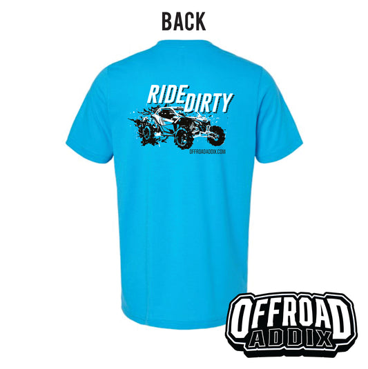 Bella Canvas Tee, Ride Dirty 2 - Neon Blue