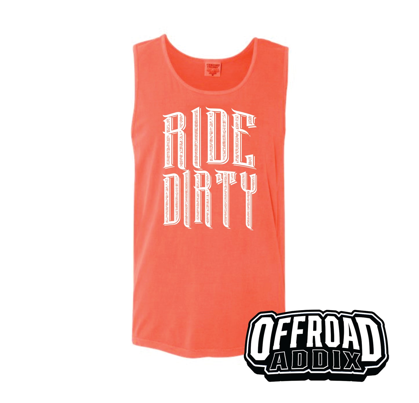 Comfort Color Tank Top Ride Dirty  - Neon Red Orange