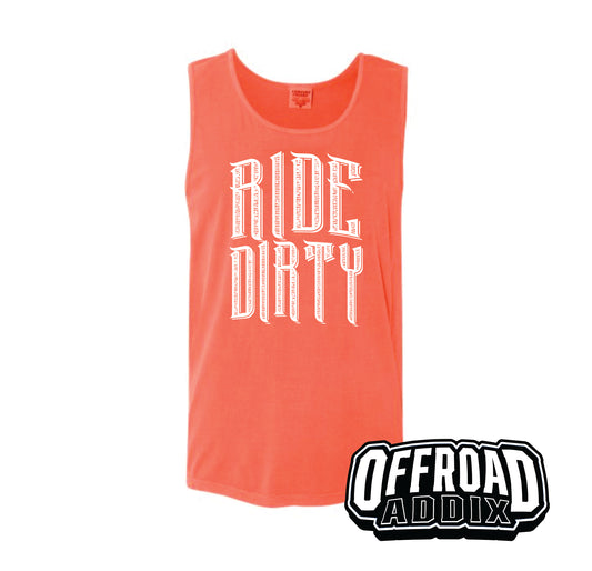 Comfort Color Tank Top Ride Dirty  - Neon Red Orange