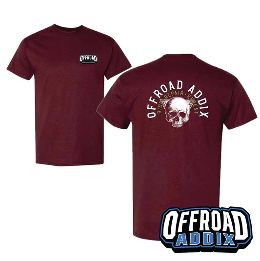 Short Sleeve Skull Tee - Maroon