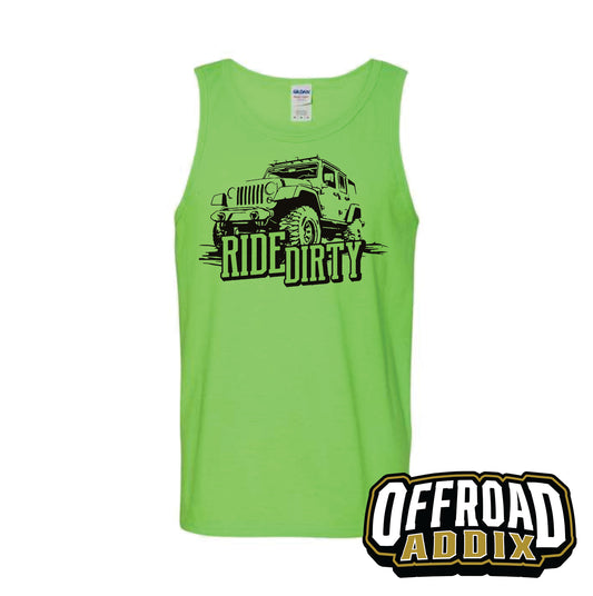 Tank Top Jeep Ride Dirty - Neon Green