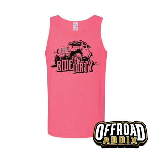 Tank Top Jeep Ride Dirty - Safety Pink