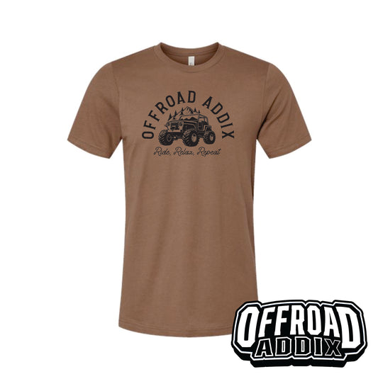 S/S Tee Ride, Relax, Repeat - Vintage Brown